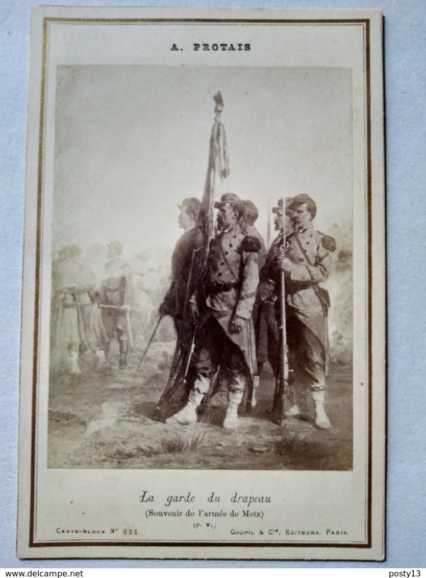 Photographie De Cabinet GOUPIL - Guerre De 1870 - La Garde Du Drapeau - Protais - TBE - Antiche (ante 1900)