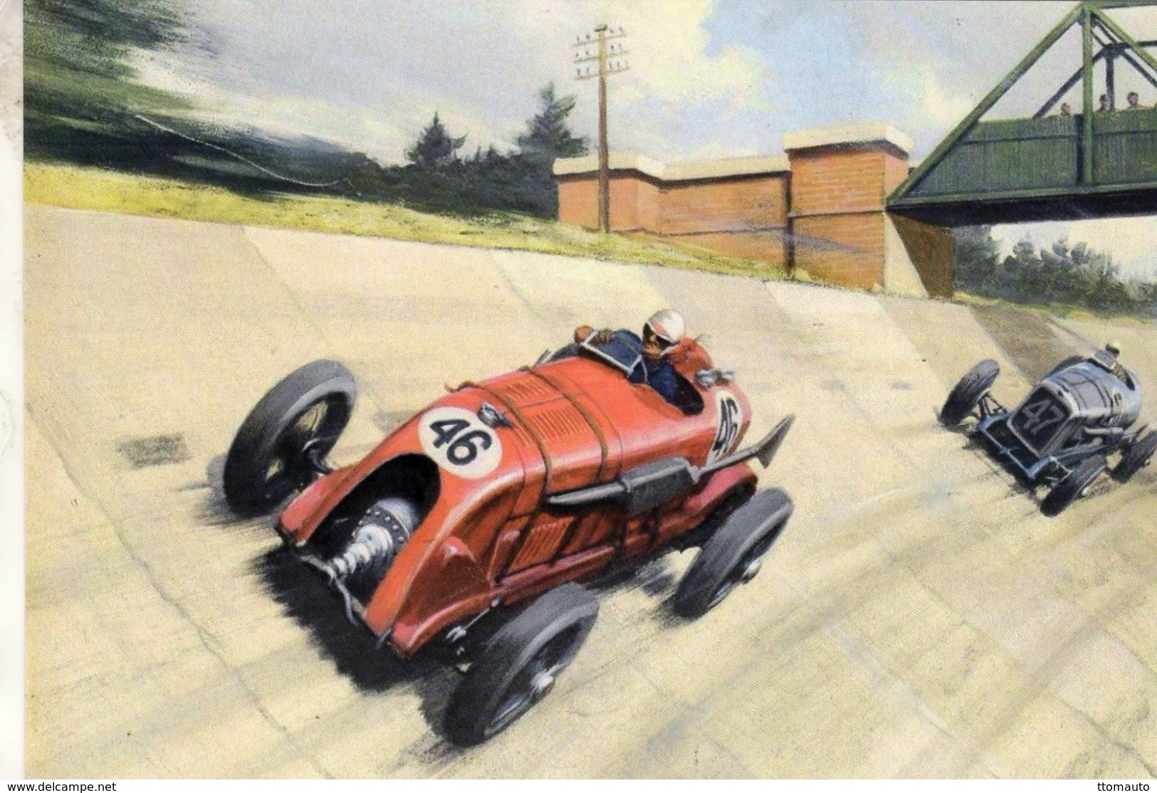 Blower Bentley At Brooklands  -  Grand Prix  -  Automotive Art Postcard - Carte Postale Modern - Grand Prix / F1