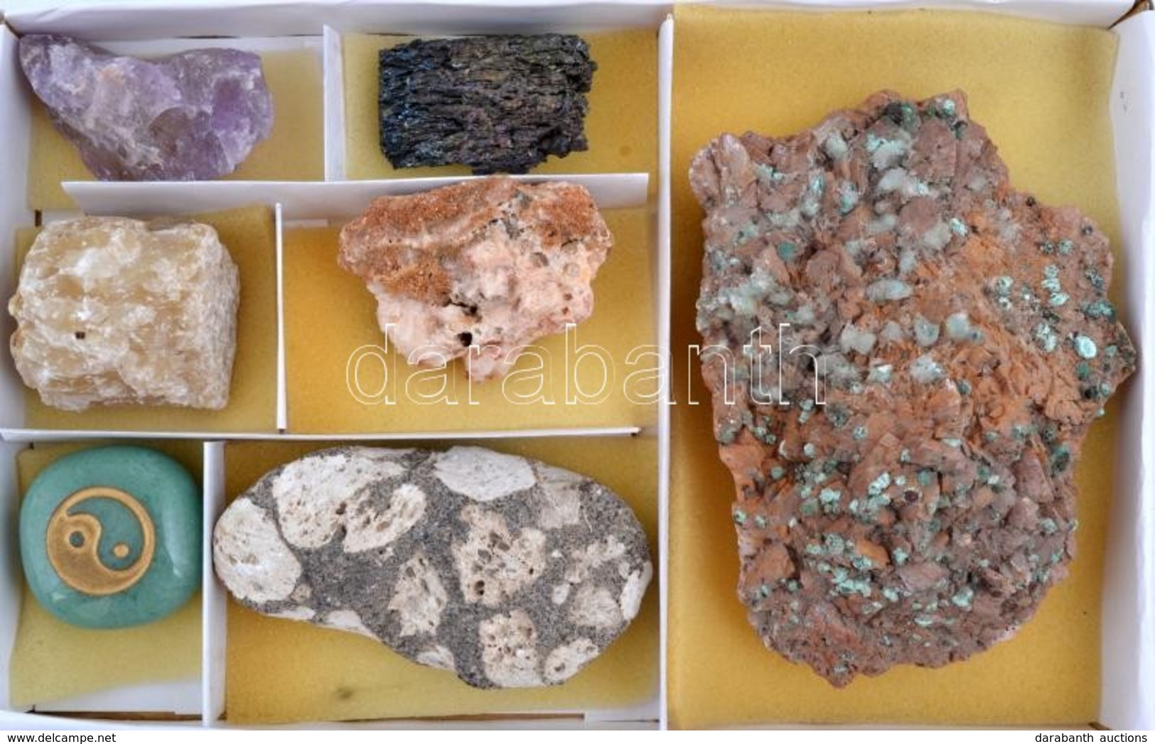Kis ásvány Gyűjtemény, érdekes Darabokkal, Közte 1 Db Yin-yang Szerencsekővel - Sonstige & Ohne Zuordnung
