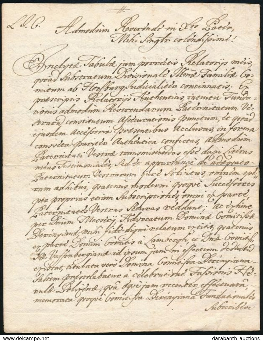 1753 Latin Nyelvű Levél, Vízjeles Papíron, 3p - Ohne Zuordnung