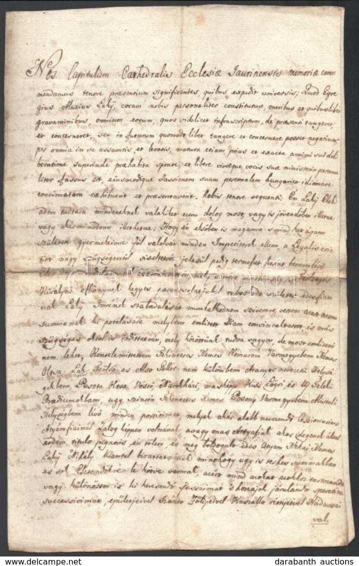 1776 Laky Eleknek A Győri Székesegyházban Letétbe Helyezett Végrendelete, Latin és Magyar Nyelvű Részekkel. - Unclassified