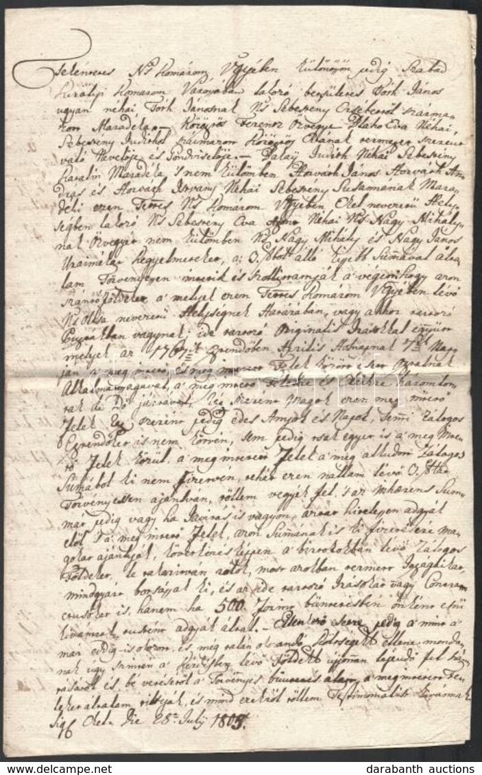 1805 Nemesócsa (Zemianska Olča) Határában álló Földek Bérleti Szerződése,  A Szerződő Felek Között A Laky-család Két Tag - Non Classés
