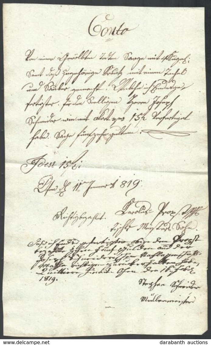 1819 Pest, Részletes Számla, Német Nyelven, Vízjeles Papíron - Non Classés