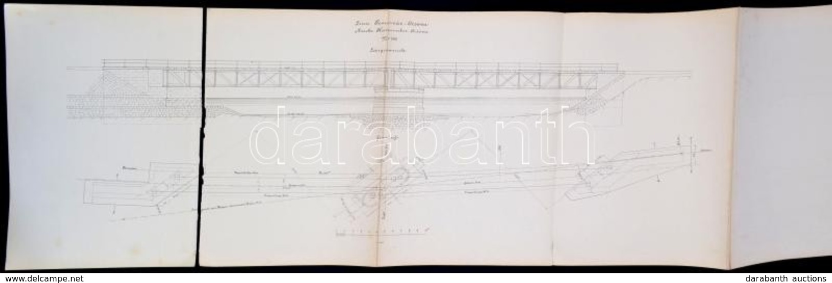 Cca 1880 A Temesvár-Orsova- Karánsebes Vasútvonal Hosszelvénye. 126x32 Cm Szakadással - Ohne Zuordnung