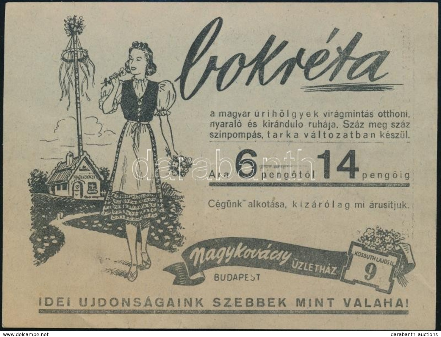 Cca 1930 Bp. Kossuth Lajos Utca, Nagykovácsy Üzletház Kétoldalas Reklám Szórólapja - Werbung