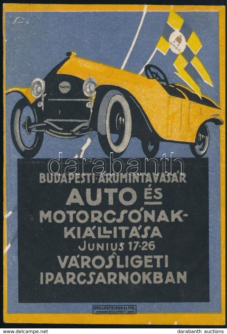 1925 Budapesti Árumintavásár Autó és Motorcsónak Kiállítás Dekoratív Reklámcédulája, 12×8,5 Cm - Werbung
