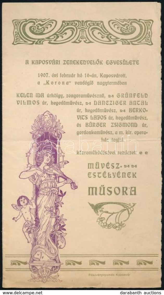 1907 Kaposvári Zenekedvelők Egyesületének Műsora - Ohne Zuordnung