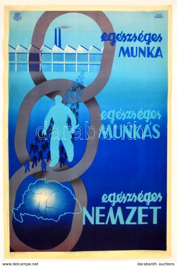 Cca 1930 Börtsök László (?-?): 'Egészséges Munka,egészséges Munkás, Egészséges Nemzet.' Országos Társadalombiztosító Int - Sonstige & Ohne Zuordnung