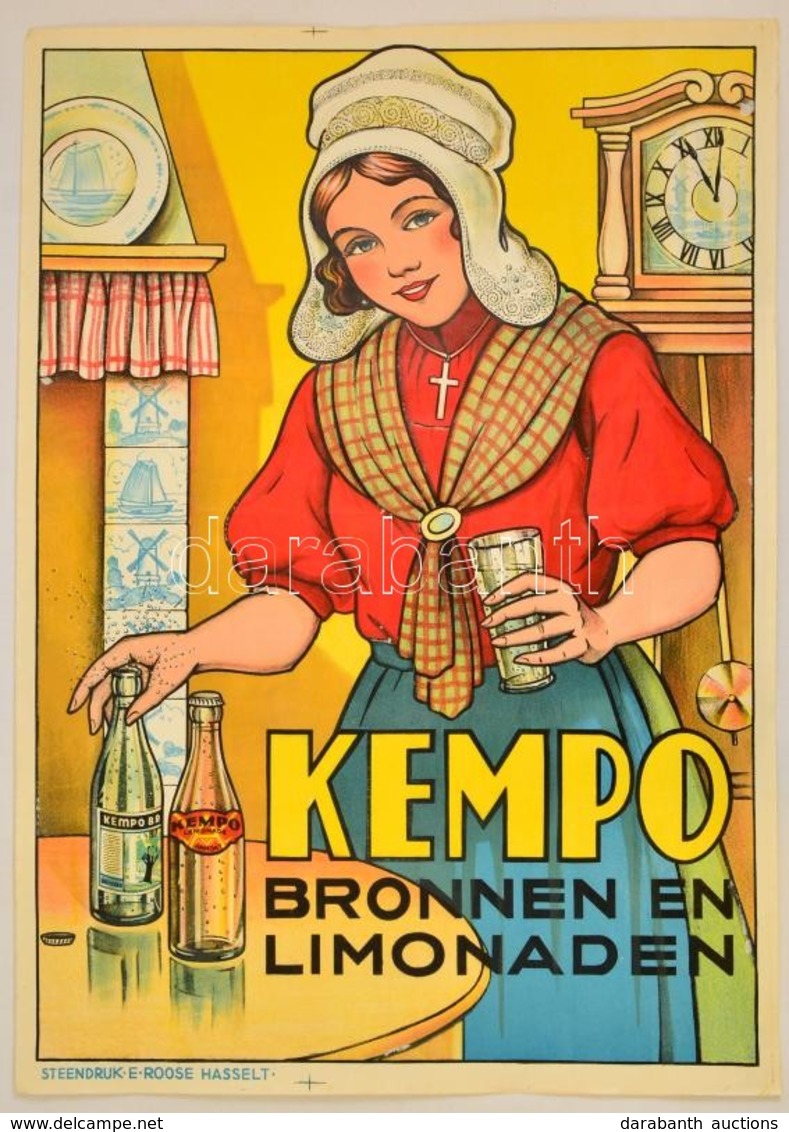 1935 Ernest Roose (1887-1965): Kempo ásványvíz és Limonádé, Belga Reklámplakát, Lithográfia, 85x60 Cm / Kempo Belgian Mi - Sonstige & Ohne Zuordnung