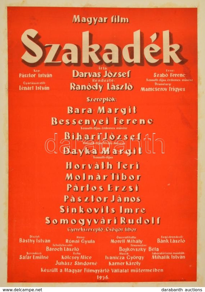 1956 Szakadék, Magyar Film Plakát, Kartonra Ragasztva, 83x57 Cm - Sonstige & Ohne Zuordnung