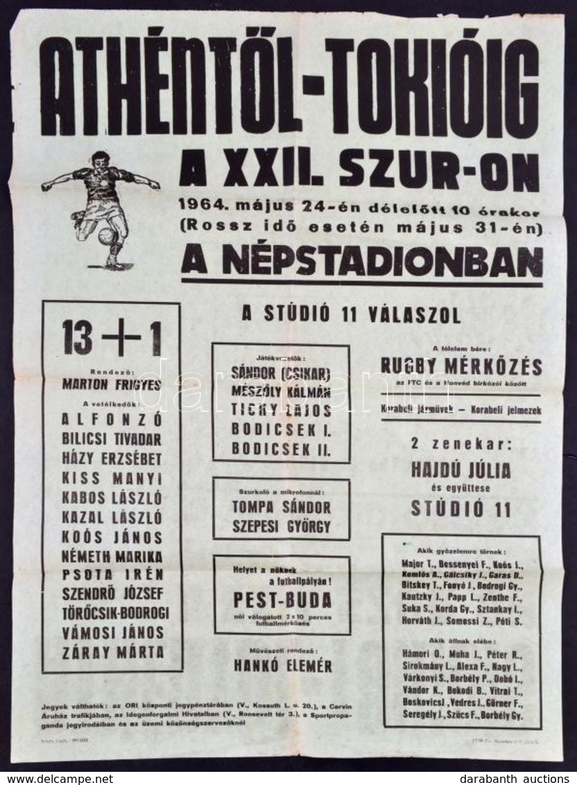 1964 Athéntől Tokióig A XXII. Szur-On Sport Esemény Plakátja 50x70 Cm - Sonstige & Ohne Zuordnung