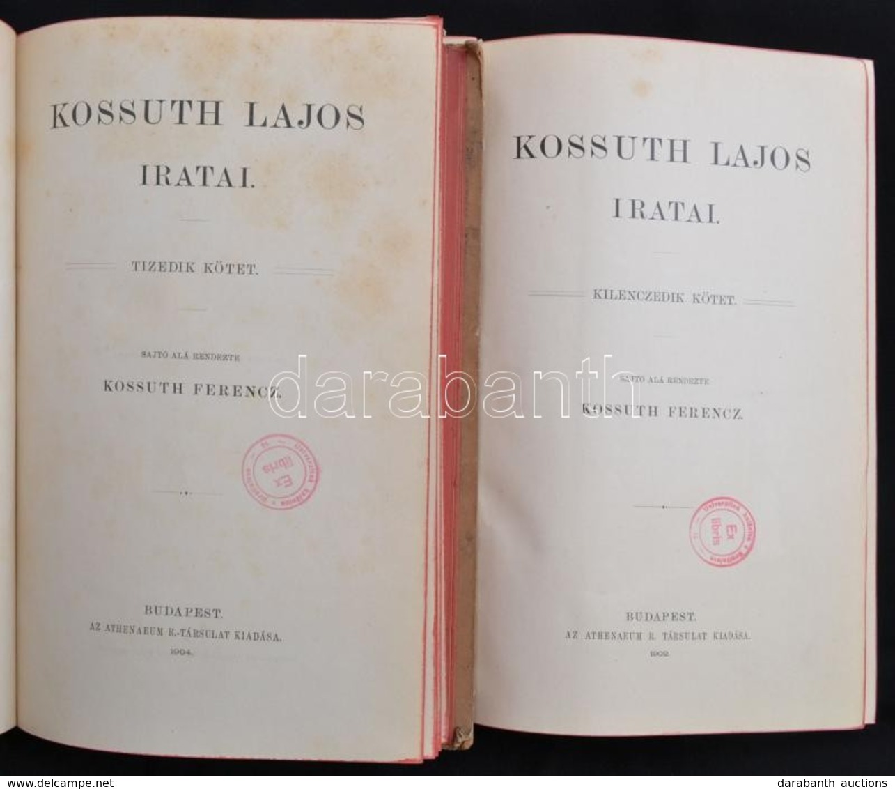 Kossuth Lajos: Irataim Az Emigrációból IX - X.. Kötet.  Bp., 1904, Athenaeum, Kiadói Kartonált Sorozatkötésben, Színezet - Ohne Zuordnung