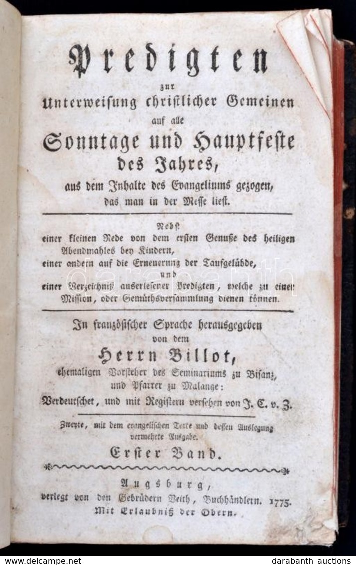 Predigten Zur Unterweisung Christlicher Gemeinen Auf Alle Sonntage Und Hauptfeste Des Jahres : Aus Dem Inhalte Des Evang - Ohne Zuordnung