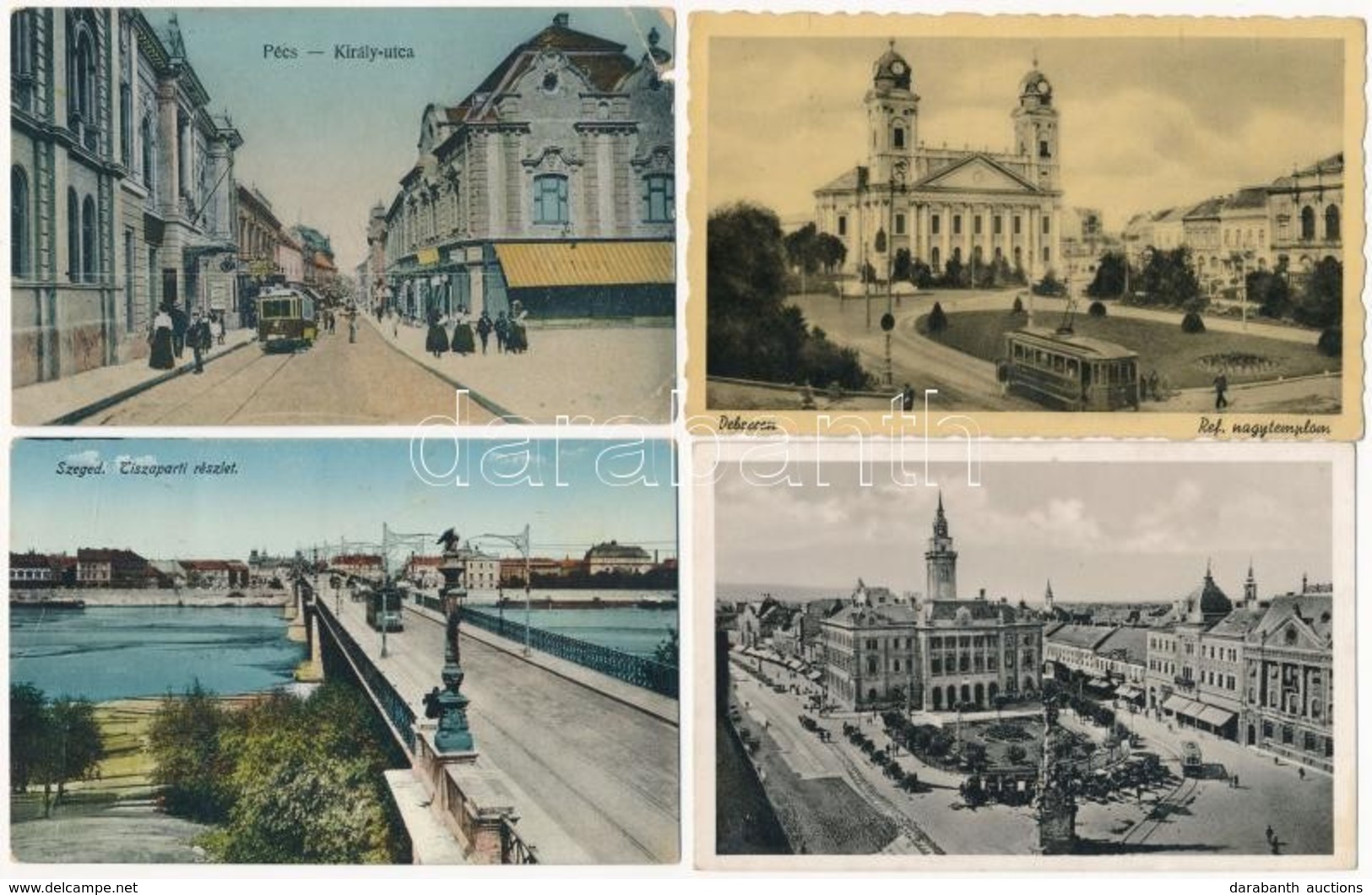 ** * 53 Db RÉGI Magyar és Külföldi Városképes Lap Villamosokkal / 53 Pre-1945 Hungarian And European Town-view Postcards - Ohne Zuordnung