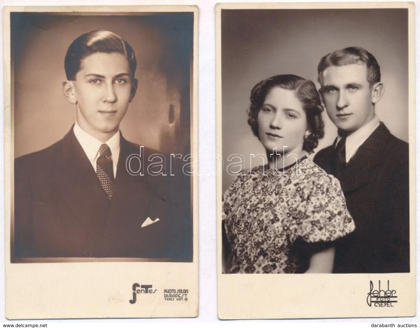 ** 7 Db RÉGI Családi Fotó Képeslap A Csepeli Fehér Foto Műterméből / 7 Pre-1945 Family Photo Postcards - Ohne Zuordnung