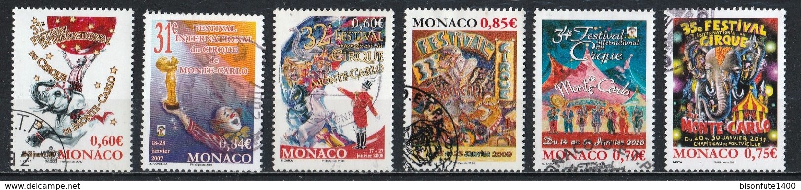 Monaco 2006 à 2010 : Timbres Yvert Et Tellier N° 2566 - 2567 - 2602 - 2651 - 2717 Et 2756 Oblitérés . - Used Stamps