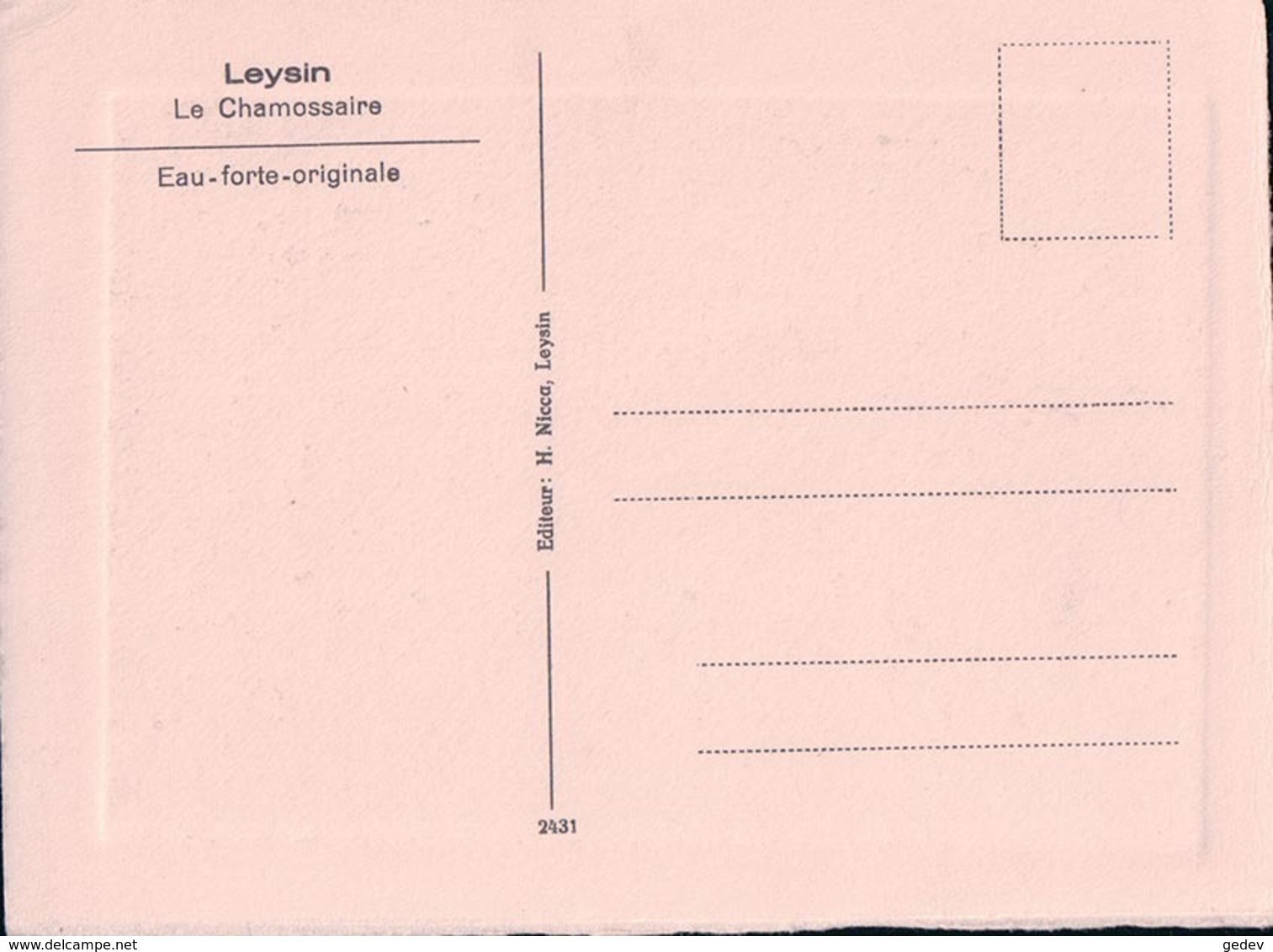 Leysin, Le Chamossaire, Eau Forte Originale (2431) 10x15 - Leysin