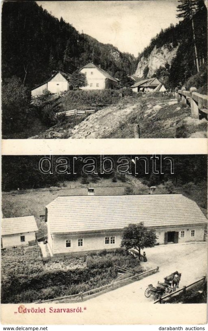 T2 1907 Alsószarvas, Szarvas, Dolny Jelenec (Óhegy, Staré Hory, Besztercebánya); út, Vendéglő / Road, Inn - Ohne Zuordnung