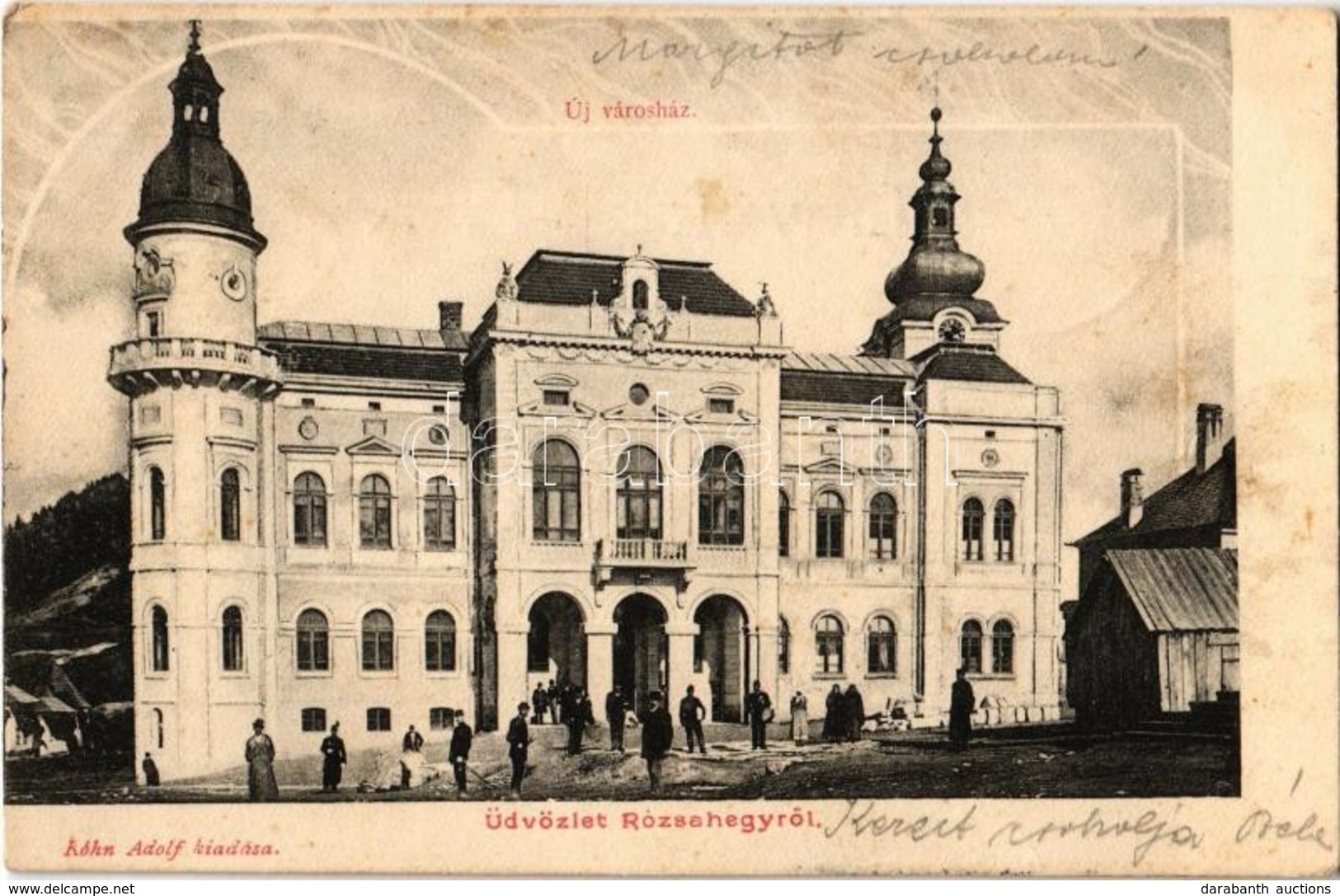 T2/T3 1908 Rózsahegy, Ruzomberok; Új Városháza. Kiadja Kohn Adolf / New Town Hall (fl) - Ohne Zuordnung