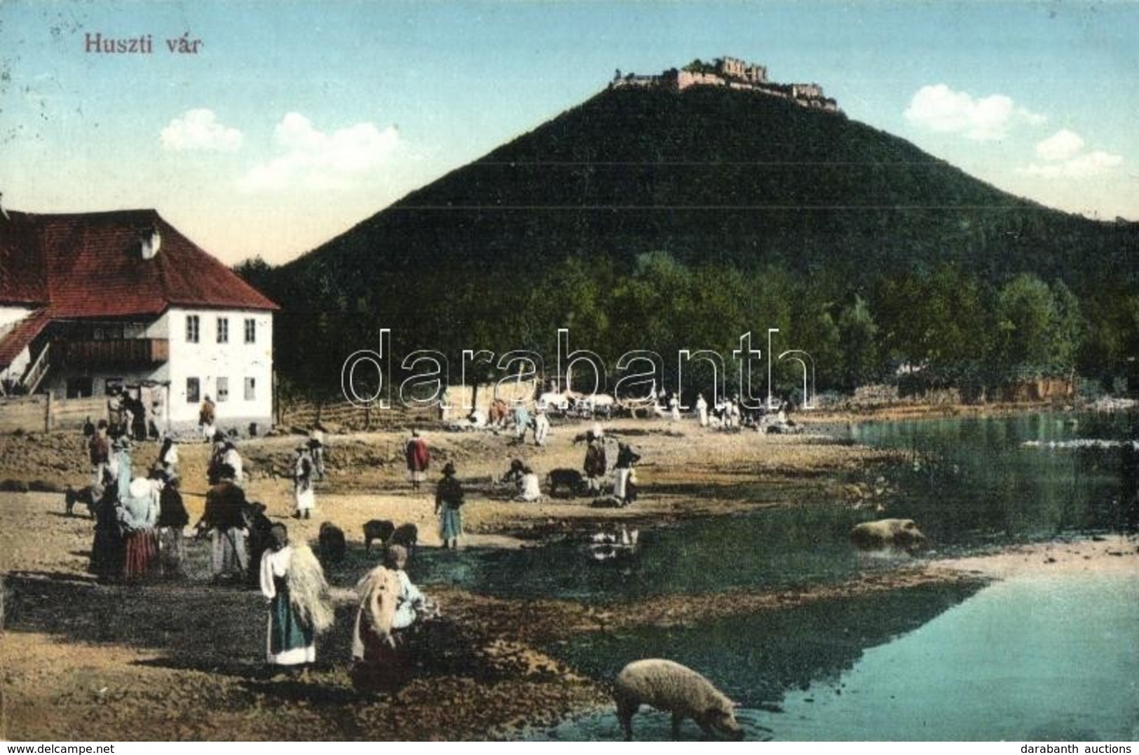 T2 Huszt, Chust; Látkép, Vár, Mangalica, Benkő Miklós Kiadása / General View, Castle, Pig - Ohne Zuordnung