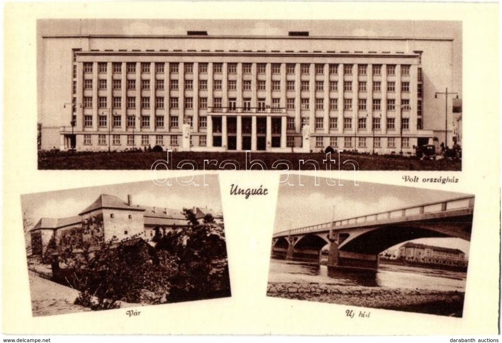 ** T1/T2 Ungvár, Uzhhorod; Vár, Volt Országház, új Híd / Castle, Former Parliament, The New Bridge - Unclassified