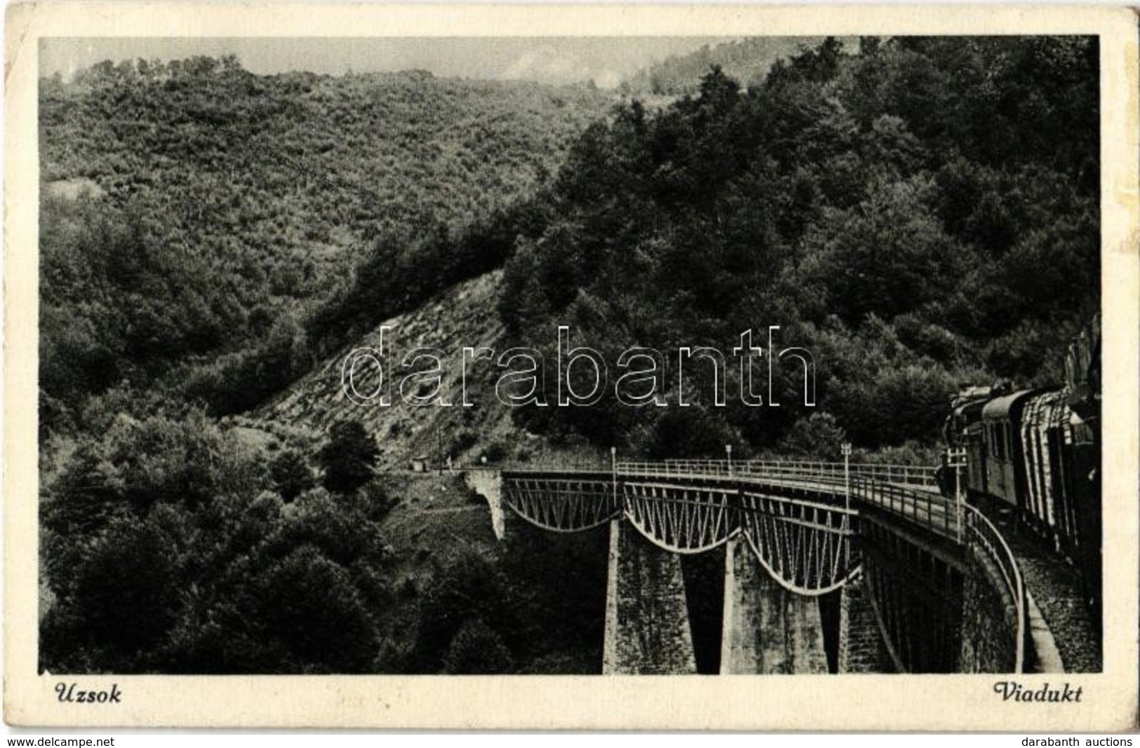 T2 Uzsok, Uzok, Uzhok; Viadukt, Vasúti Híd Vonattal / Viaduct, Railway Bridge With Train - Ohne Zuordnung