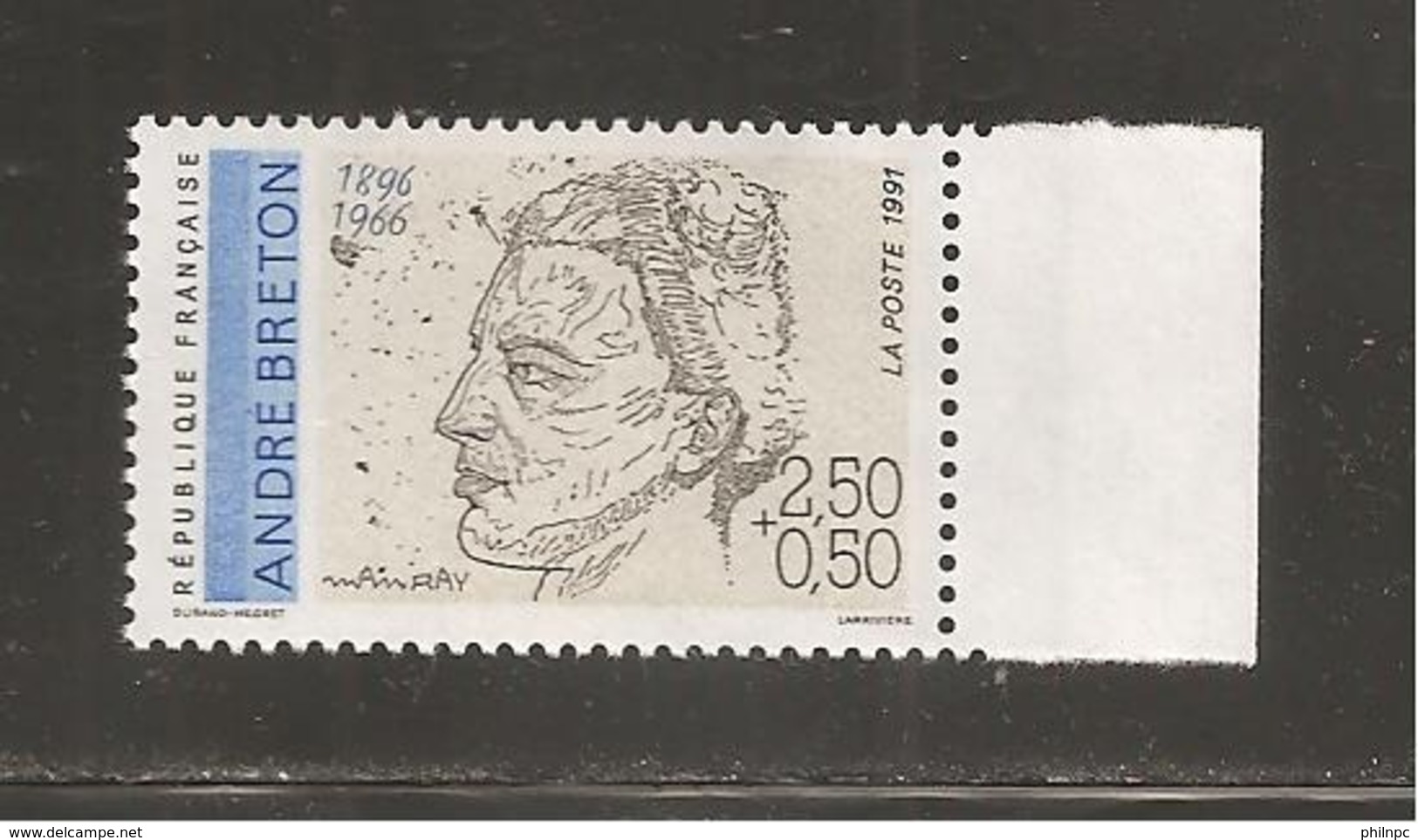 France, 2682a, 2682, Variété : Bleu Foncé ABSENT, Neuf **, TTB, André Breton, Poète - Neufs