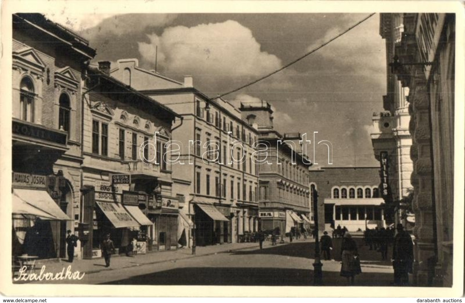 T2 Szabadka, Subotica; Utcakép, Orion Radio, Philips, Havas Josipa és Hekinger Karlo üzlete / Street View With Shops 'vi - Ohne Zuordnung