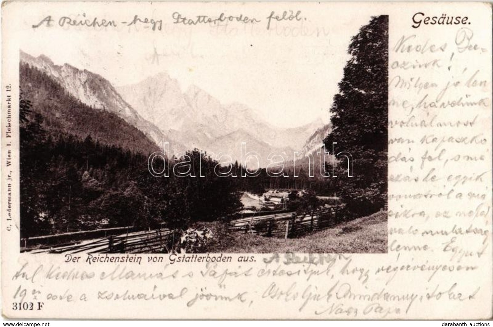 T2/T3 Gesäuse, Der Reichenstein Von Gstatterboden Aus / Mountains, Railway Line. C. Ledermann Jr. 3102F - Ohne Zuordnung