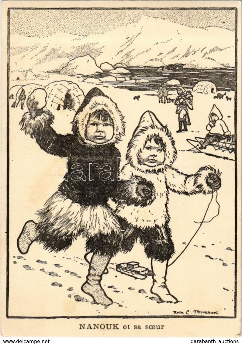 ** T2 Nanouk Et Sa Soeur, Enfants Du Pole / Eskimo Children, Greenlandic Folklore, Art Postcard S: Rosa C. Petherick (14 - Ohne Zuordnung