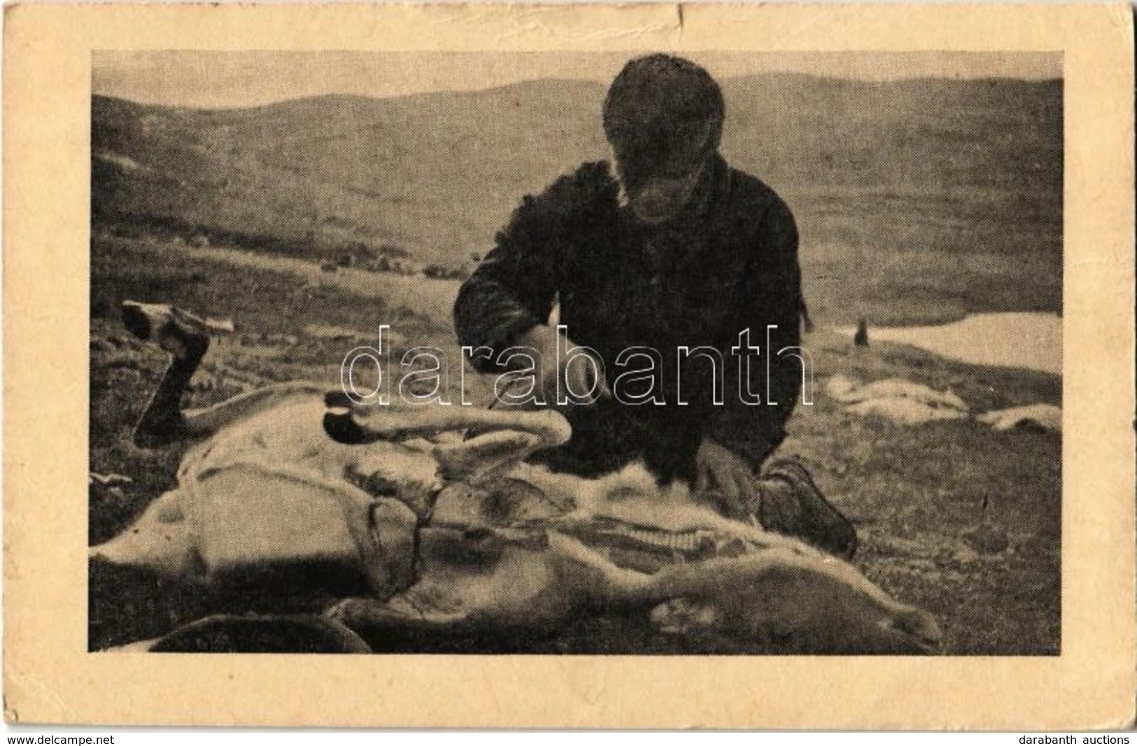 * T2/T3 Eskimo Hunter Skinning A Deer, Folklore (small Tear) - Ohne Zuordnung