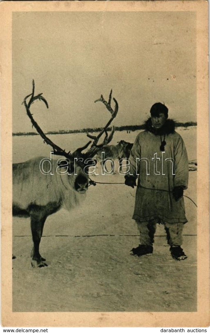* T2/T3 Un Renne Et Son Maitre / Eskimo Man With A Reindeer, Folklore (small Tear) - Non Classés