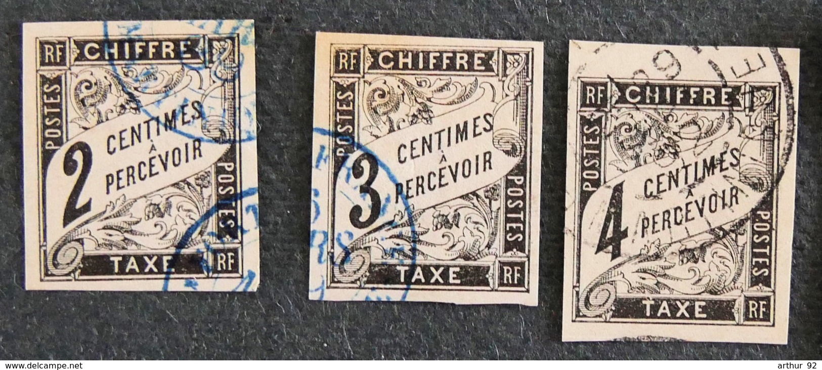 FRANCE - COLONIES - EMISSIONS GENERALES - OBLITERATION MARTINIQUE - 1884 - YT TAXE 2 à 4 - Postage Due