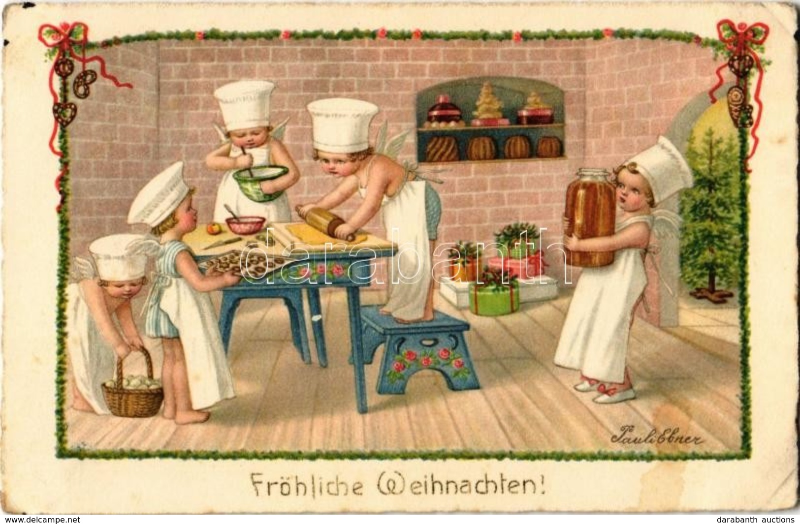 * T2/T3 Fröhliche Weihnachten / Christmas. Children Art Postcard. D.A.G.B. No. 2435.  Litho S: Pauli Ebner - Ohne Zuordnung