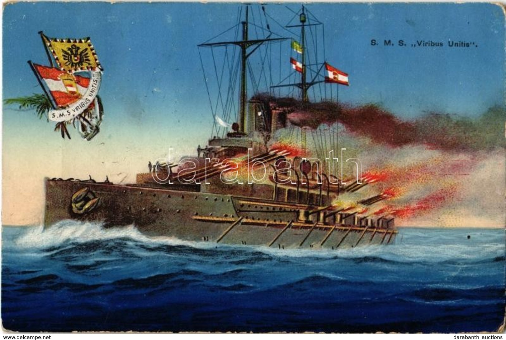 T2 1915 SMS Viribus Unitis Az Osztrák-Magyar Haditengerészet Tegetthoff-osztályú Csatahajó, ágyútűz / Austro-Hungarian N - Ohne Zuordnung
