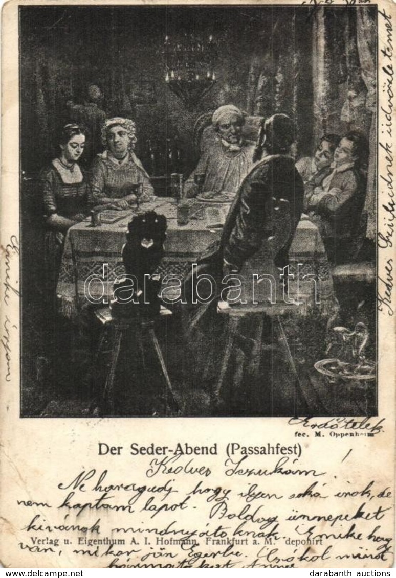 T3 1902 Der Seder-Abend (Passahfest). Verlag A. I. Hoffmann / Pészah, Széder Este / Passover Seder. Pesach. Jewish Famil - Ohne Zuordnung
