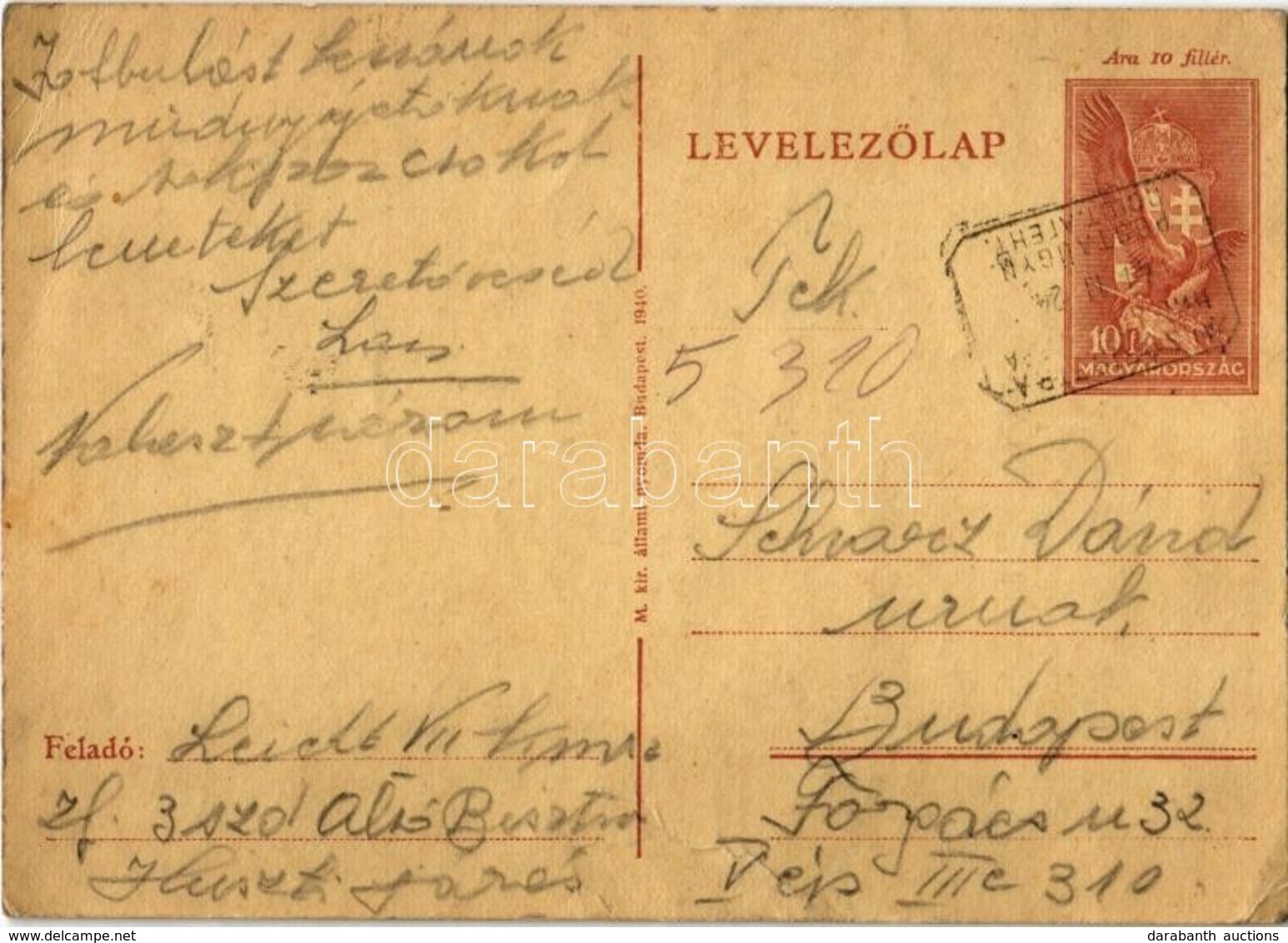 T3 1941 Leicht László Zsidó VII Zlj./3. Század KMSZ (közérdekű Munkaszolgálatos) Levele Családjának Az Alsóbisztrai Munk - Ohne Zuordnung