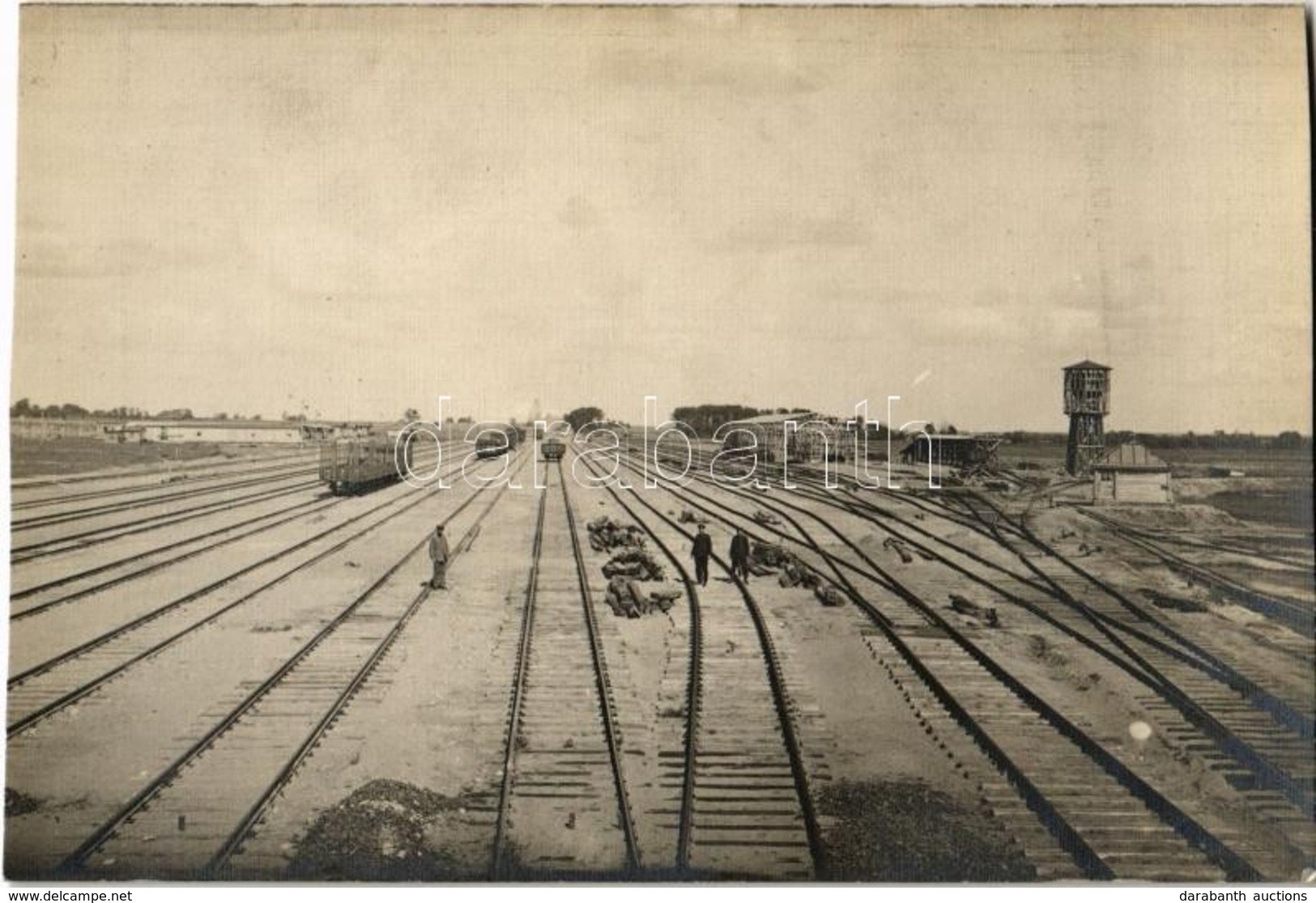 * T2 1916 Pozerunai, Poscherun; Bahnhof / Railway Station Construction. Photo - Ohne Zuordnung
