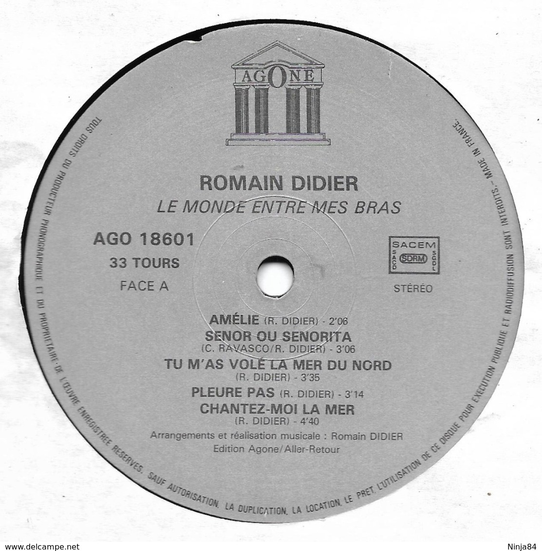 LP 33 RPM (12")  Romain Didier  " Le Monde Entre Mes Bras " - Altri - Francese