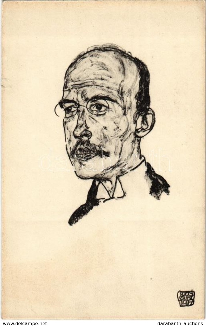 ** T2/T3 Portrait Of A Man With Glasses. Zeichnung, Lichtdruck V. Max Jaffé. Verlag Der Buchhandlung Richard Lányi S: Eg - Sin Clasificación