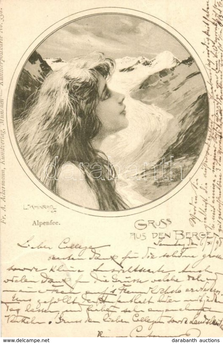 T2 1898 Gruss Aus Den Bergen, Alpenfee. Fr. A. Ackermann Kunstverlag Künstlerpostkarte No. 350. S: Leo Kainradl - Non Classés