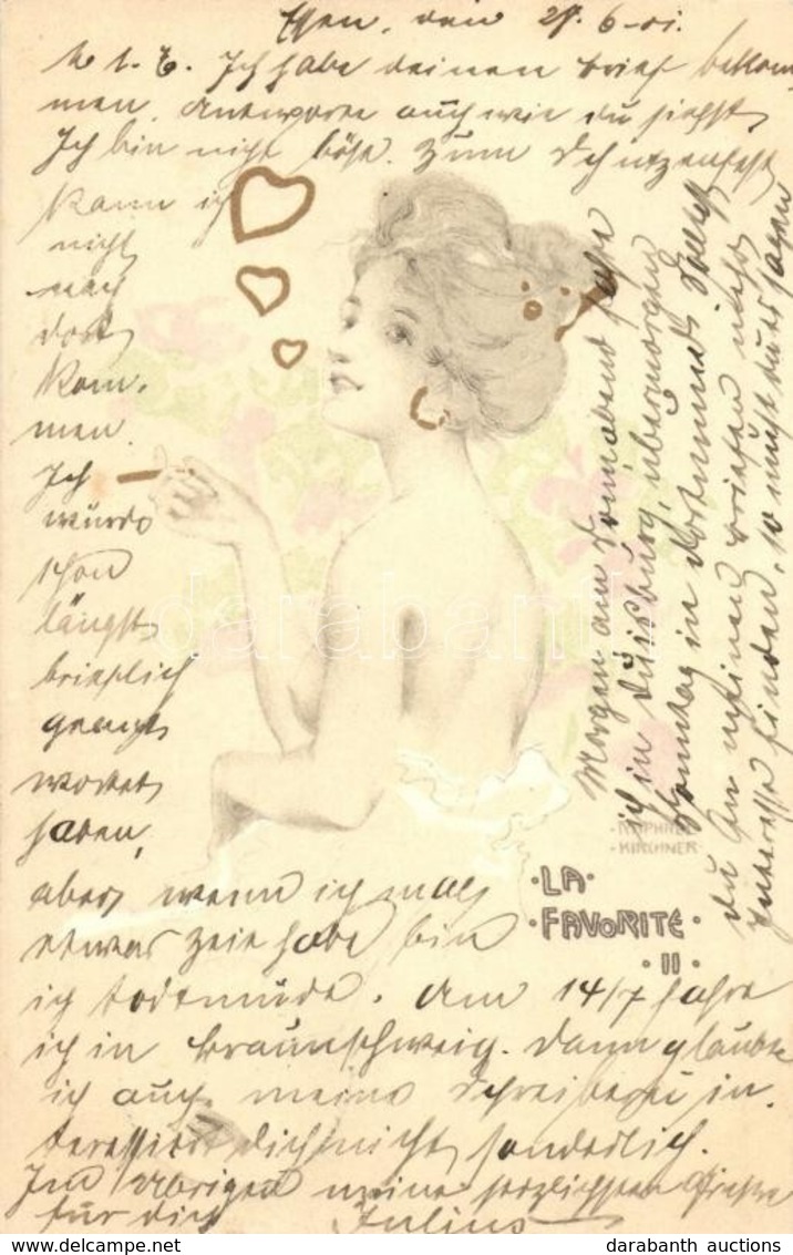 T1/T2 1901 La Favorite II. / Art Nouveau Lady Gently Erotic Postcard S: Raphael Kirchner - Ohne Zuordnung