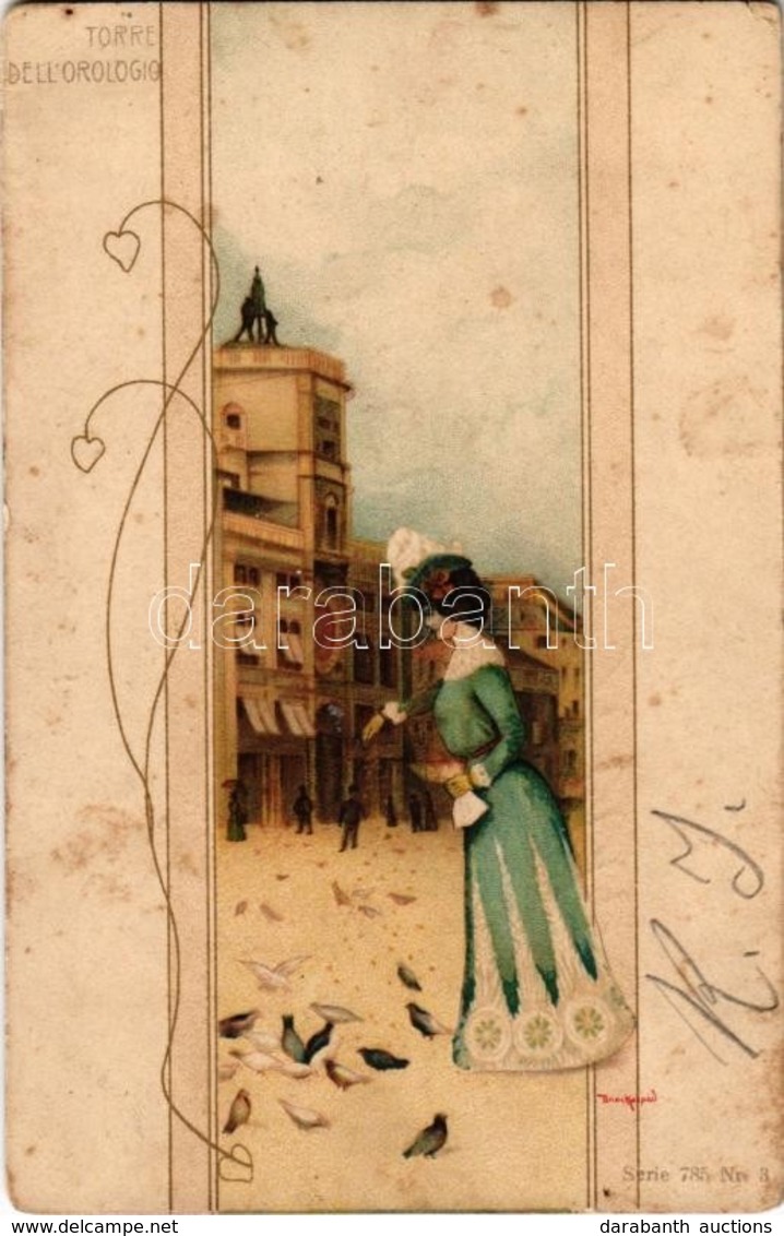 * T2/T3 Torre Dell' Orologio. Hungarian Art Nouveau Postcard. Serie 785. Nr. 3. Litho S: Basch Árpád (EK) - Non Classés
