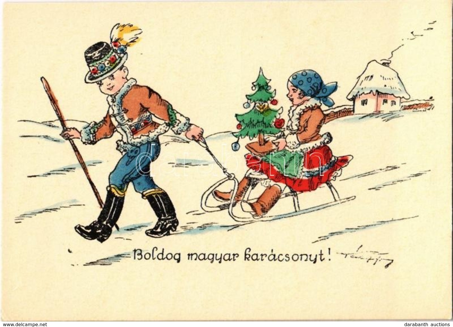 ** T2 Boldog Magyar Karácsonyt! / Hungarian Irredenta Christmas Greeting Art Postcard S: Pálffy - Sin Clasificación