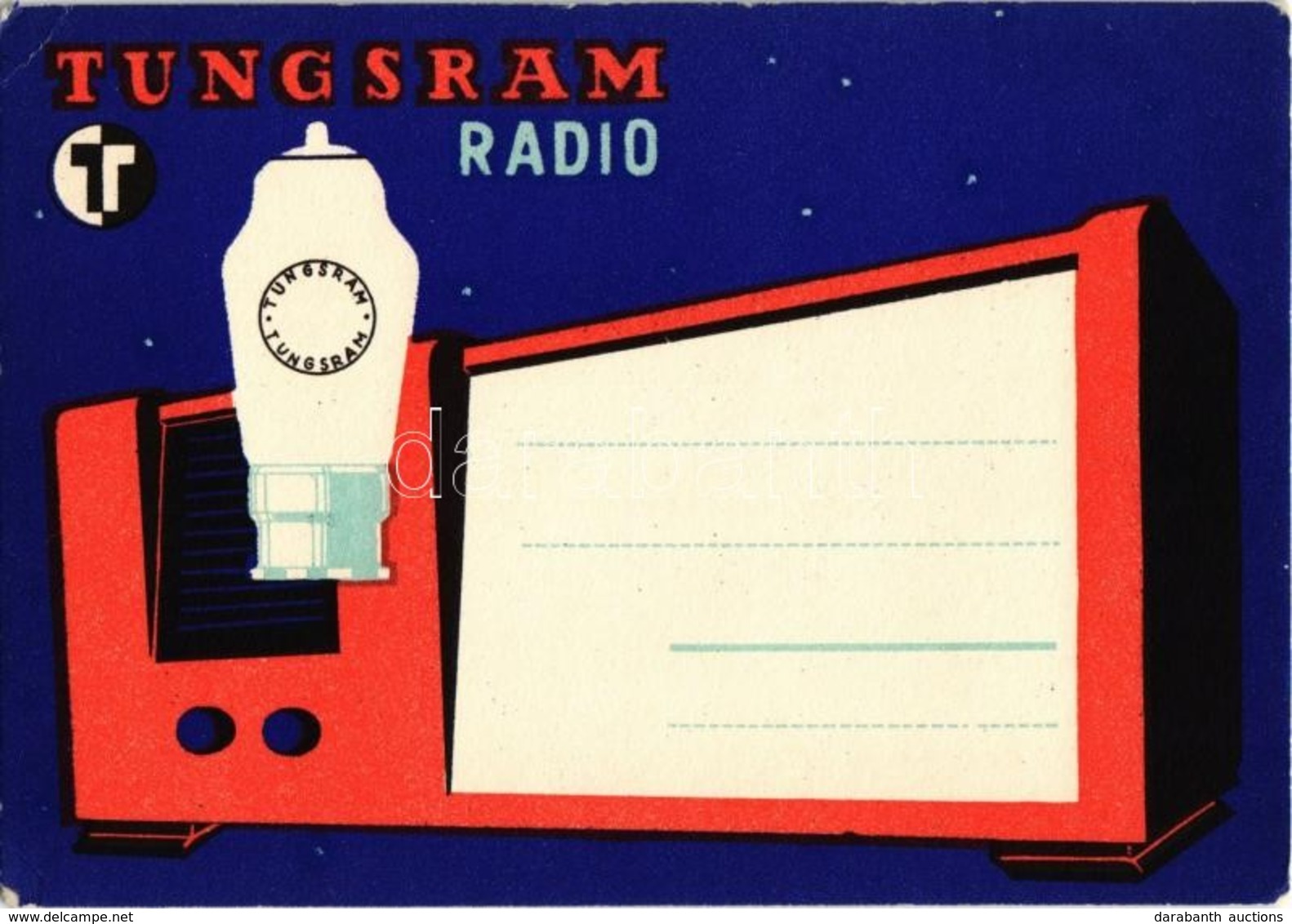 ** T2/T3 Tungsram Radio Reklámlapja / Hungarian Radio  Advertisement Postcard (EK) - Ohne Zuordnung