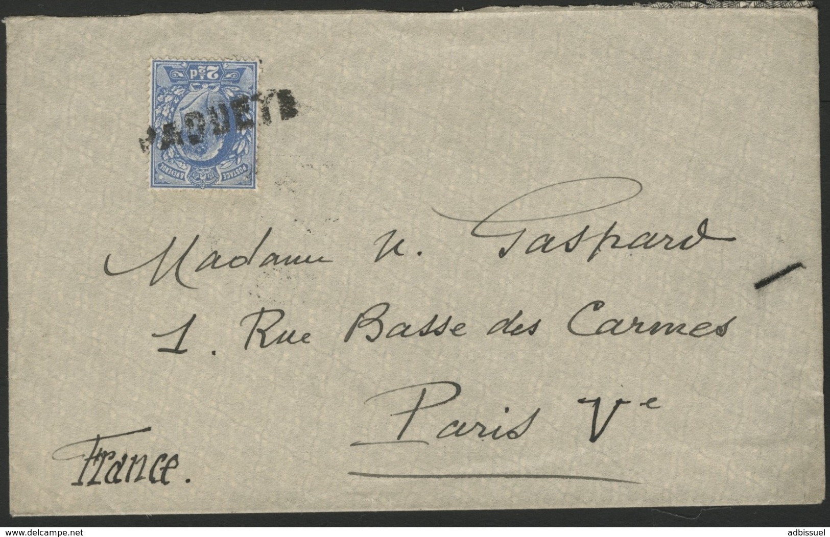 1912. N° 110 Edouard VII + "PAQUETE" Cancelled At Lisbonne's Stopping, On A Cover From The "PSNC" To Paris. - Covers & Documents