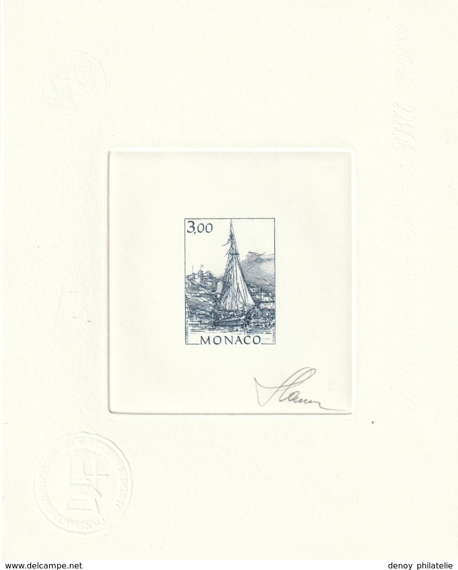 Monaco épreuve D'artiste Signé Par Le Graveur De La Serie 1834 A 1838 5 Eupreuve , Bateaux Musée , ..... - Autres & Non Classés