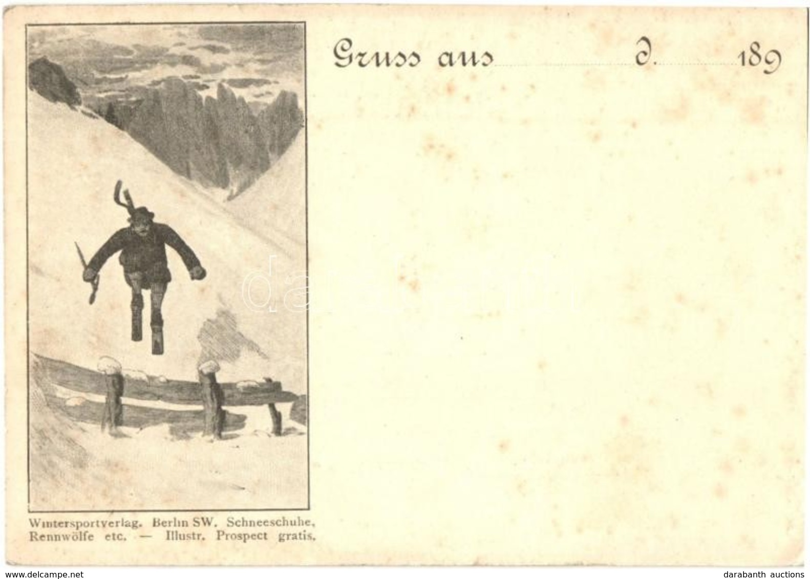 ** T2 ~1899 Gruss Aus... Wintersportverlag Berlin SW. Schneeschuhe, Rennwölfe Etc. - Illustr. Prospect Gratis / Winter S - Sin Clasificación