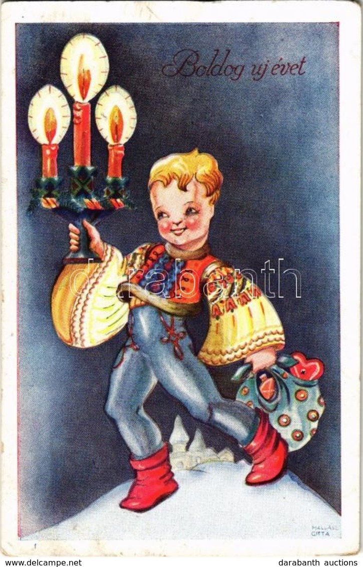 * T2/T3 Boldog Újévet! / Hungarian New Year Greeting Art Postcard S: Mallász Gitta (EK) - Ohne Zuordnung