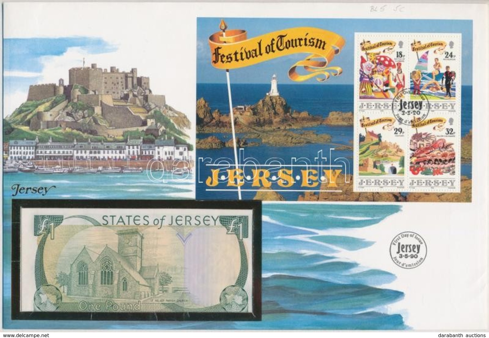 Jersey 1989. 1P Borítékban, Alkalmi Bélyeggel és Bélyegzéssel T:I
Jersey 1989. 1 Pound In Envelope With Stamps And Cance - Sin Clasificación
